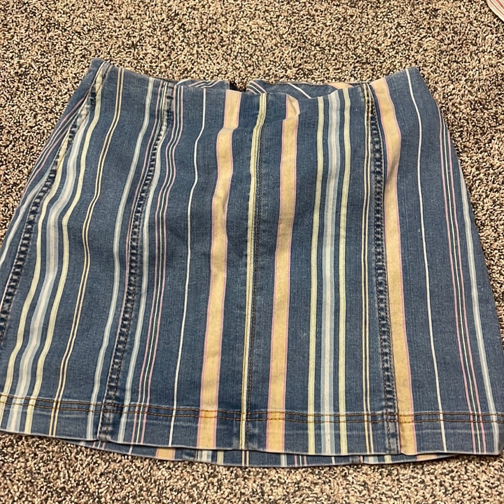 Denim striped mini skirt